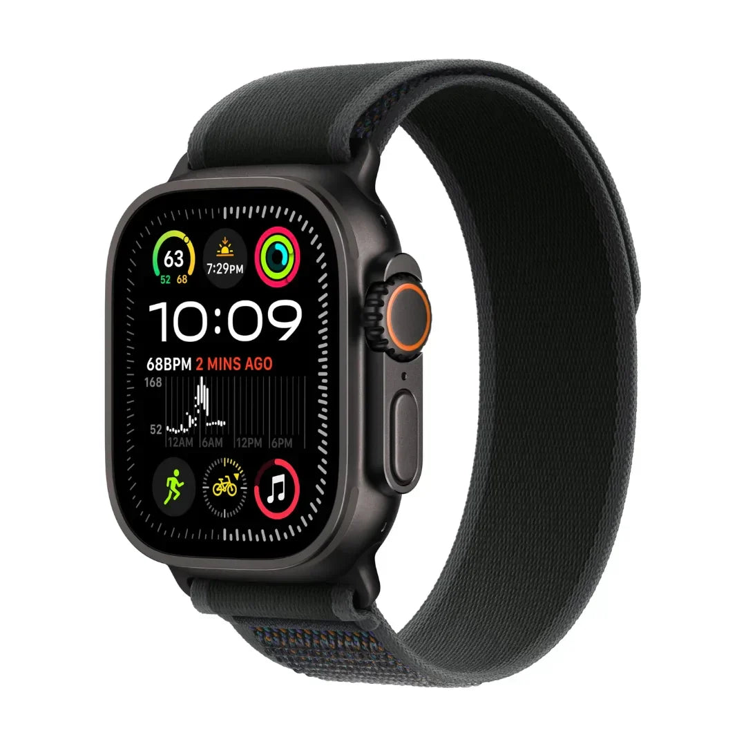 Apple Watch Ultra 2 (GPS + Cell) 49mm Black Titanium Case w/ Black Trail Loop S/M