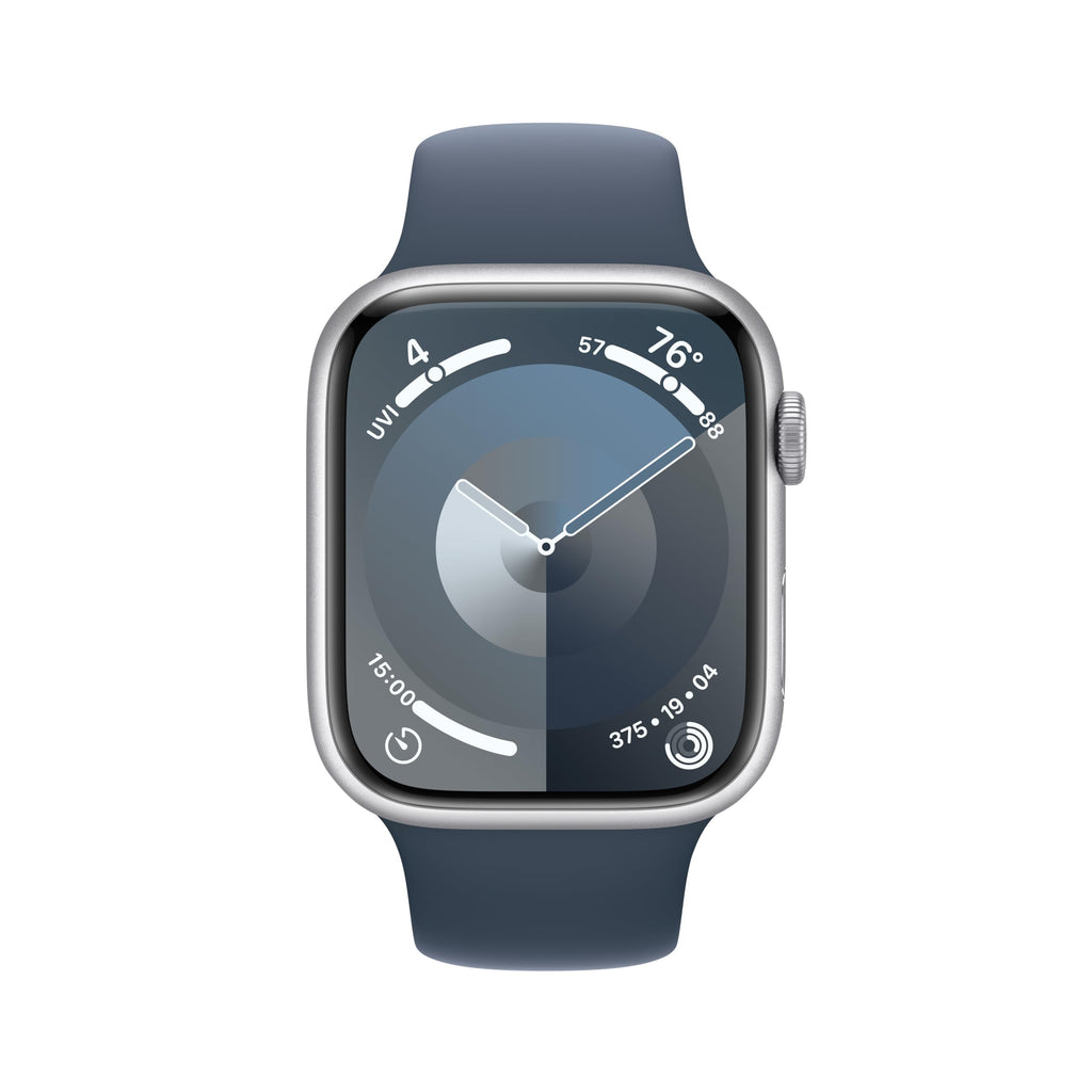 Apple Watch Series 9 GPS 45mm Silver Aluminum Case w/ Storm Blue Sport Band (S/M) - MR9D3LW/A - Image 2