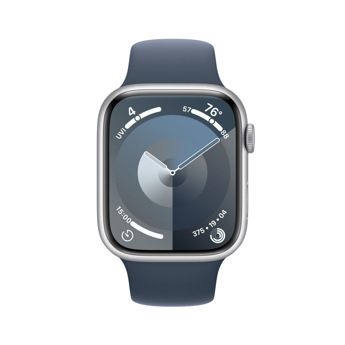 Apple Watch Series 9 GPS 45mm Silver Aluminum Case w/ Storm Blue Sport Band (S/M) - MR9D3LW/A - Image 2