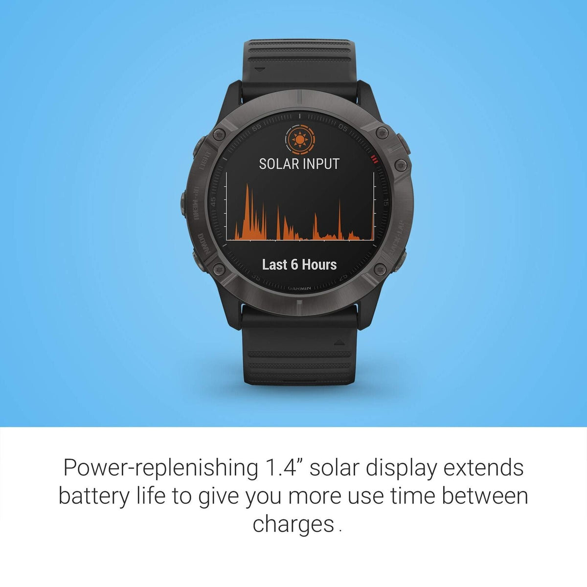 Garmin fenix 6X Pro Solar Titanium Carbon Gray DLC w/ Black Band - 010-02157-20 - Image 2