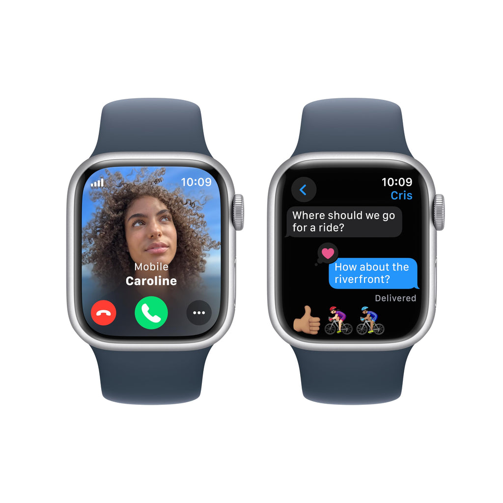 Apple Watch Series 9 (GPS + Cellular) 41mm Silver Aluminum Case w/ Storm Blue Sport band - S/M - MRHV3LW/A - Image 4