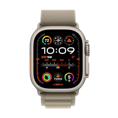Apple Watch Ultra 2 (GPS + Cellular) 49mm Titanium Case w/ Olive Alpine Loop (Large) - MRF03LW/A - Image 2