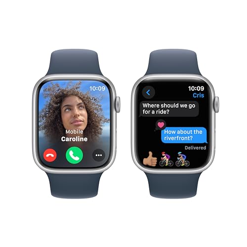 Apple Watch Series 9 45mm GPS - Silver Aluminum Case with Storm Blue Sport Band - M/L - MR9E3LW/A - Image 4