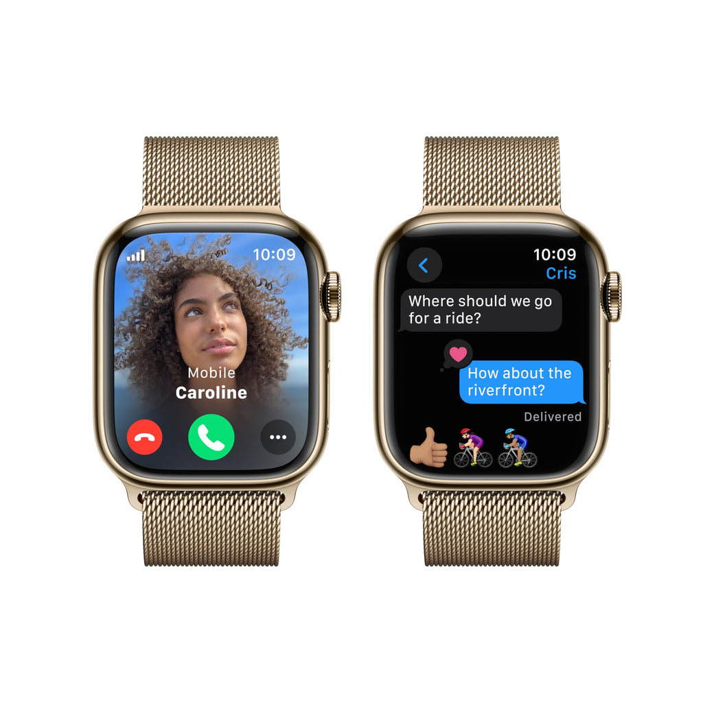 Apple Watch Series 9 (GPS + Cellular) 41mm Gold Stainless Steel Case with Gold Milanese Loop - MRJ73LL/A - Image 4