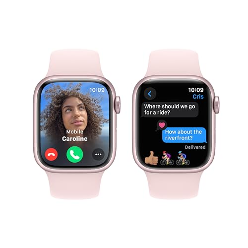Apple Watch Series 9 GPS 41mm Pink Aluminum Case w/ Light Pink Sport Band (S/M) - MR933LW/A - Image 4