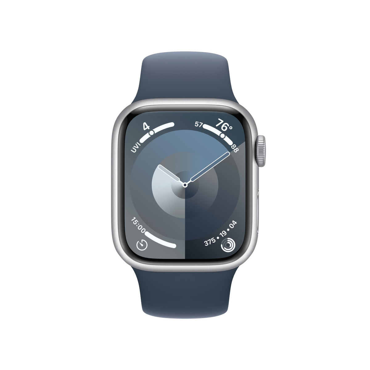Apple Watch Series 9 (GPS + Cellular) 41mm Silver Aluminum Case w/ Storm Blue Sport band - S/M - MRHV3LW/A - Image 2