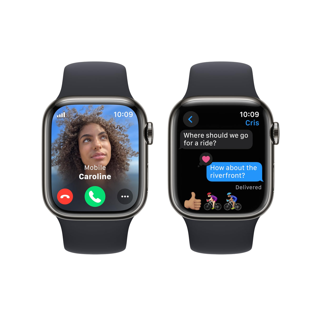 Apple Watch 9 (GPS+Cell) 41mm Stainless Steel Case with Sport Band - Graphite - Image 4