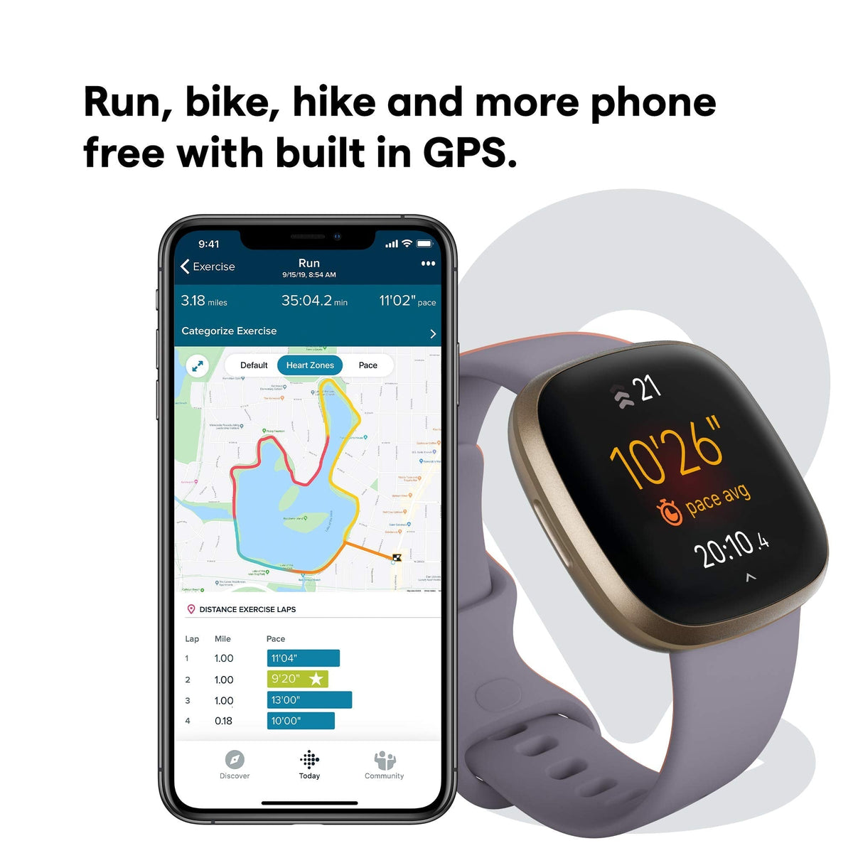 Fitbit - Versa 3 Fitness Smartwatch - Thistle/Gold - FB511GLGY - Image 3
