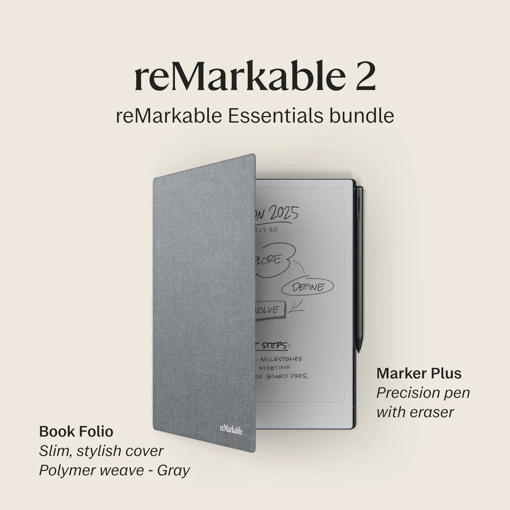 reMarkable 2 - 10.3" Paper Tablet with Marker Plus and Polymer Weave Book Folio - Gray - RM114 - Image 4