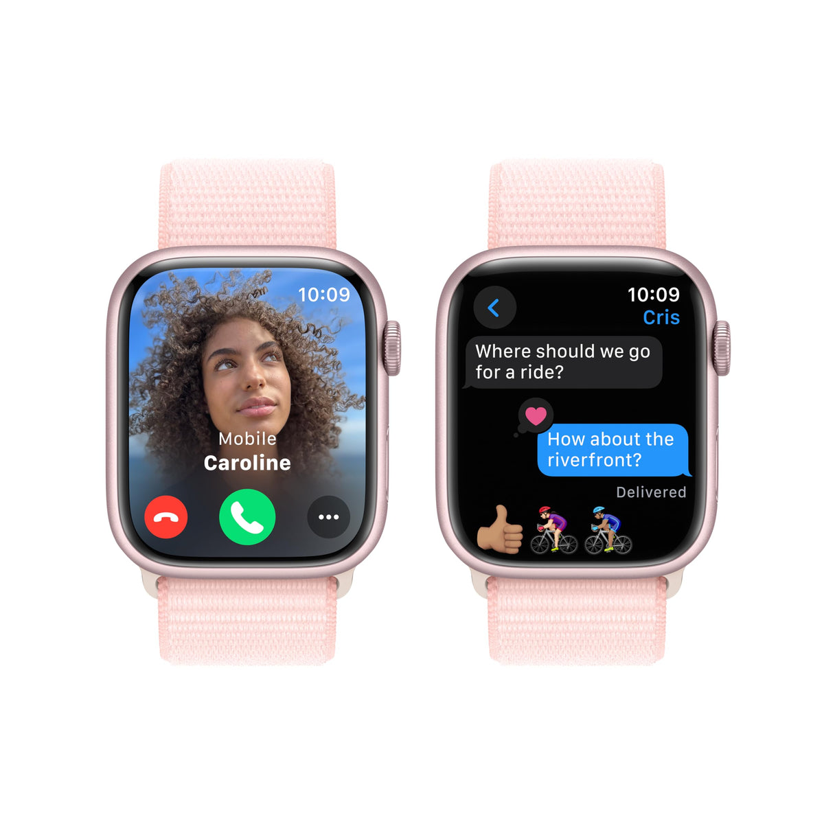 Apple Watch Series 9 45mm GPS - Pink Aluminum Case with Light Pink Sport Loop (Adj) - MR9J3LL/A - Image 4