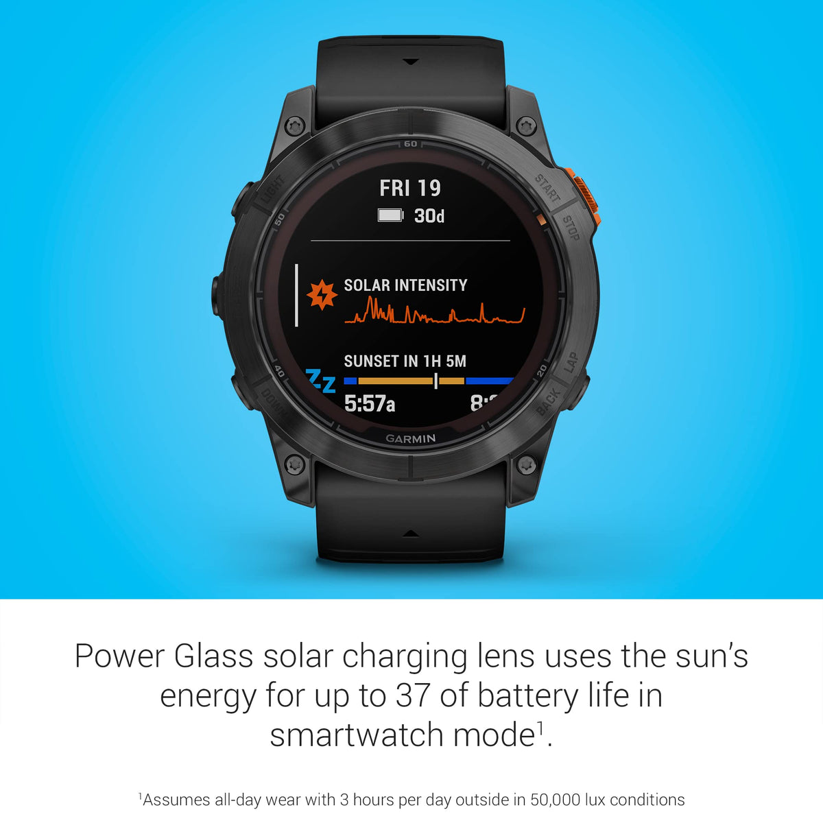 Garmin - fenix 7X Pro Solar GPS Smartwatch 51 mm Fiber-reinforced polymer - Slate Gray with Black Band - Image 4
